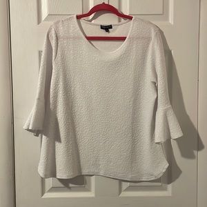 Petite XL White Textured Chances R 3/4 Sleeve Top